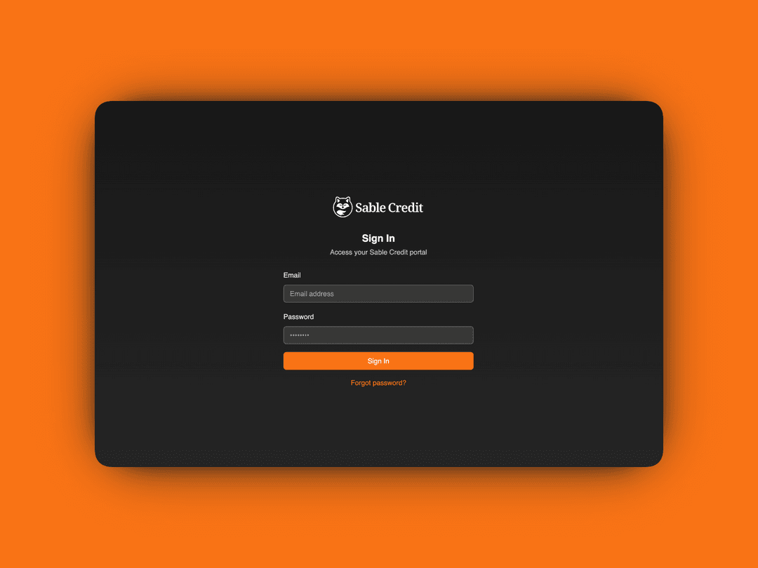 White-labeled portal login page with custom branding and colors