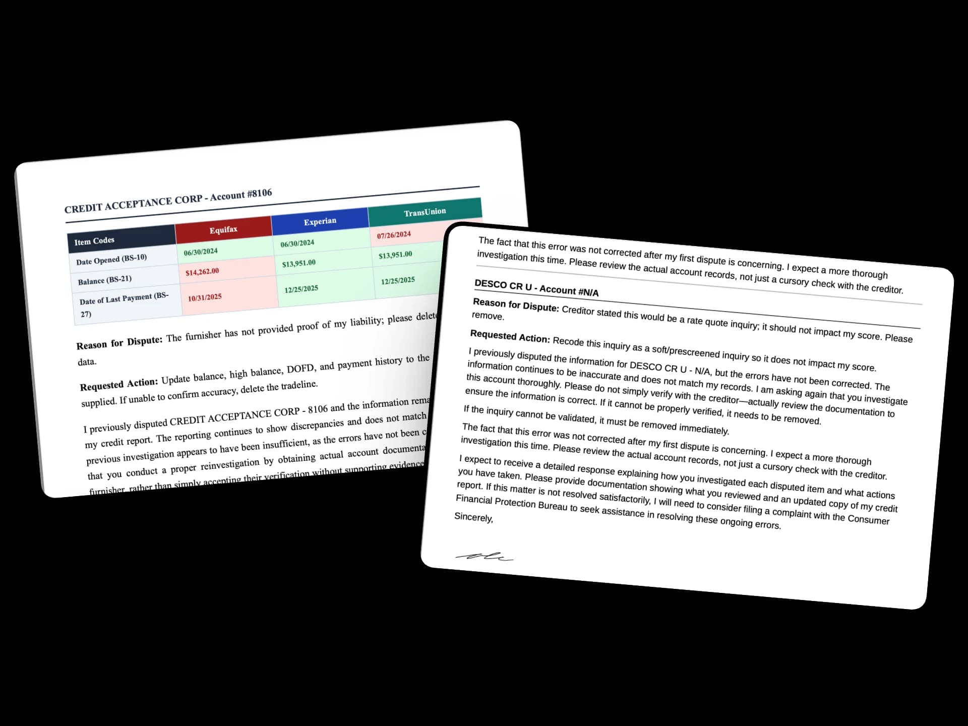 Metro 2 and Factual dispute letter examples